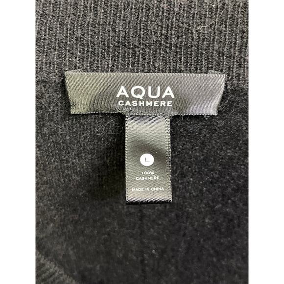 Aqua Cashmere 100 Percent Cashmere V Neck Black Sweater Women’s Size Large L - Picture 2 of 7